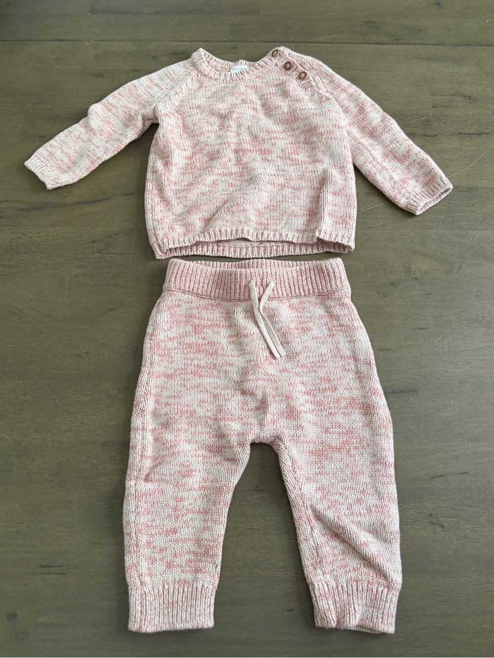 Carter's Pink Marled Knit Baby Sweater & Pants Set 9M
